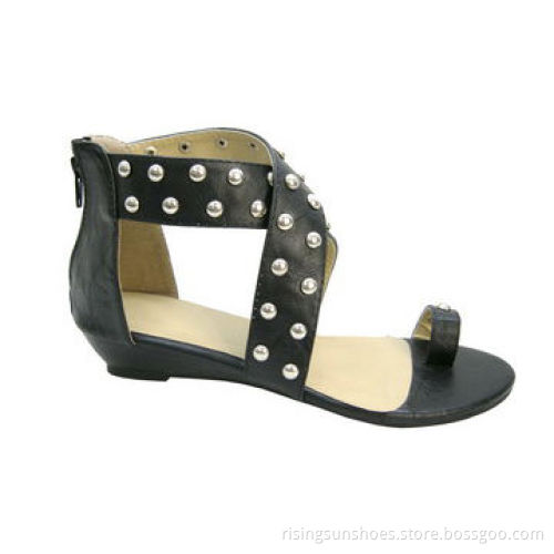 Women's Sandals, Flat Thong Sandal Style w/Small Wedge Heels, Metal Bead Decoration, Various Colors